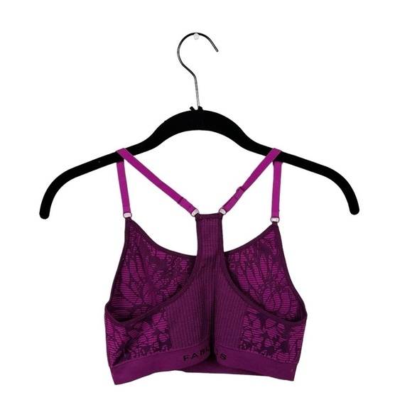 Fabletics Samana Seamless Sports Bra Purple Jacquard Floral Size XXS - Picture 3 of 6